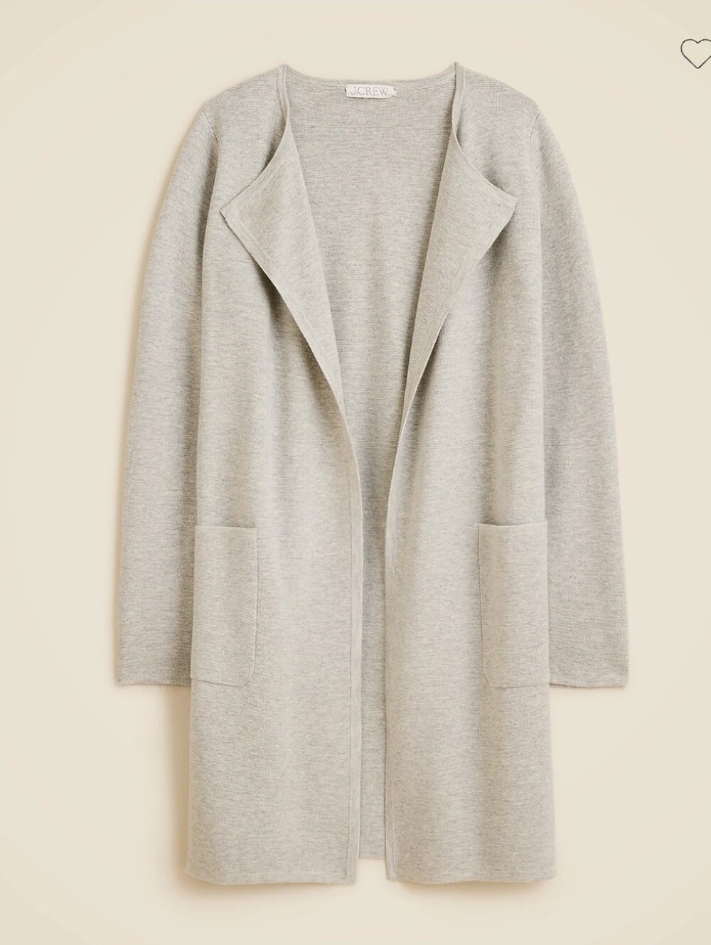 J.Crew Juliette Collarless Sweater Blazer Gray XS Open Front Long Knit Cardigan